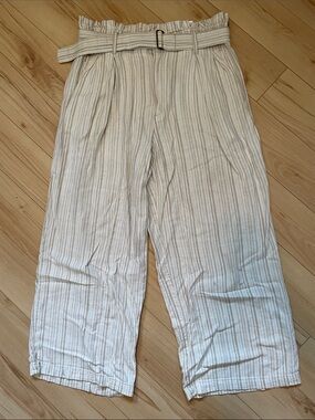 Banana Republic Women’s Sz 8 Petite Wide-Leg Striped Linen Blend Pants